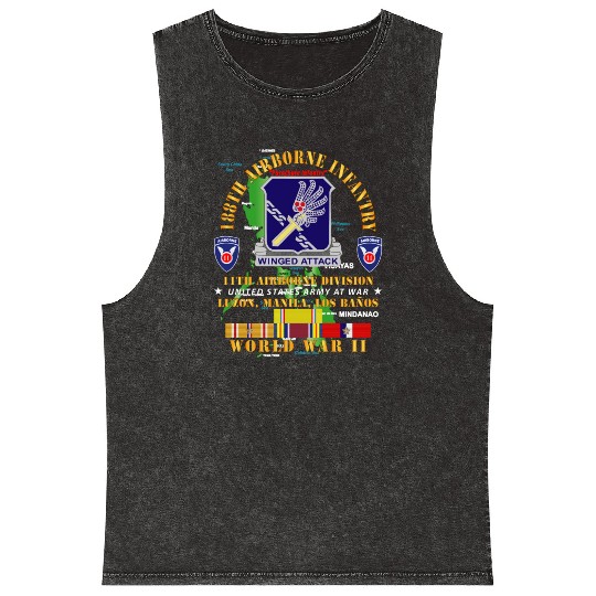Army 188th Airborne Infantry The Philippines WWII Mineral Wash Tank Tops