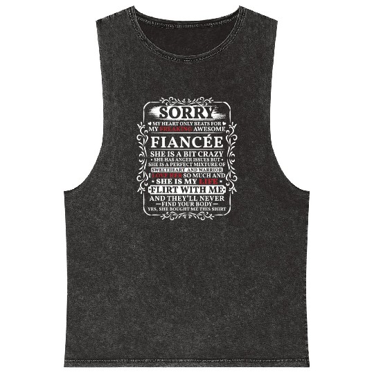 Funny My Heart Only Beating For My Fiance Mineral Wash Tank Tops