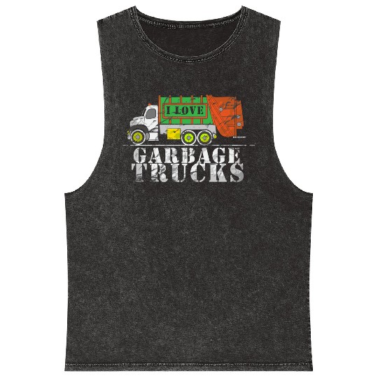 I Love Garbage Trucks Mineral Wash Tank Tops