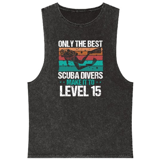 15 Scuba Diving Level 15 Year Diver Snorkeling Mineral Wash Tank Tops