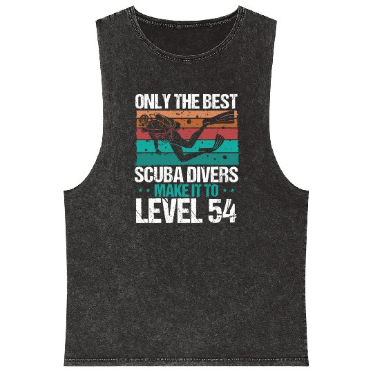 54 Scuba Diving Level 54 Year Diver Snorkeling Mineral Wash Tank Tops