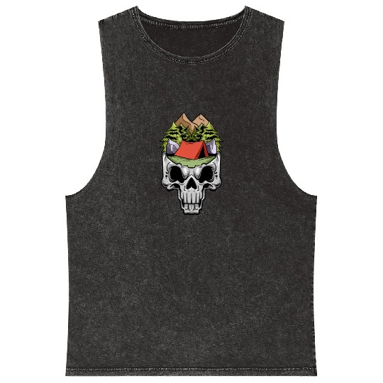 Camper Campsite Skull Skeleton Head Camp Camping Mineral Wash Tank Tops