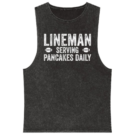 Football Lineman Serving Pancakes Daily Mineral Wash Tank Tops