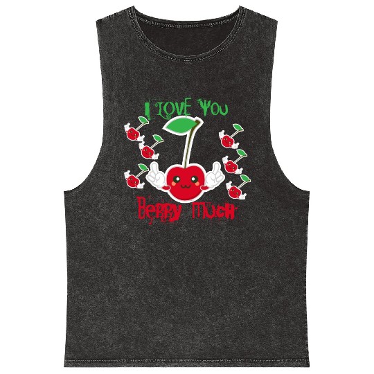 i love you berry much Mineral Wash Tank Tops