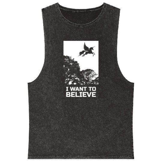 Unicorn I Want To Believe UAP Outfit Alien Ufo Mineral Wash Tank Tops