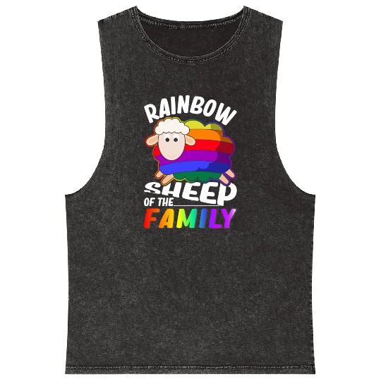 Rainbow Sheep Lesbian Gay Pride Mineral Wash Tank Tops