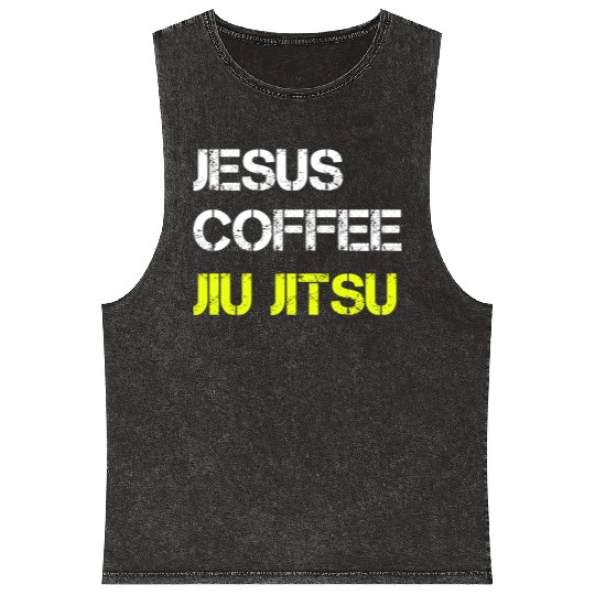 Jesus Coffee Jiu Jitsu Bjj Wrestling Mma Judo Mart Mineral Wash Tank Tops