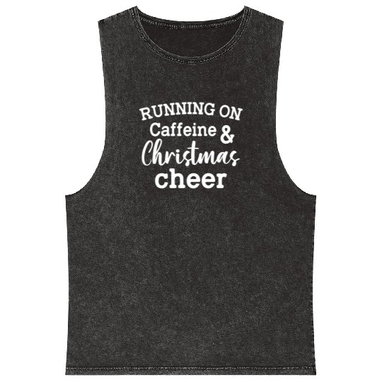 Running On Caffeine Christmas Cheer Mineral Wash Tank Tops