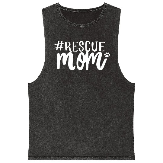 Rescue Mom Graphic T Dog Cat Pet Lover Mineral Wash Tank Tops