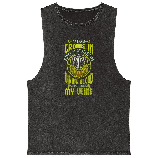 Odin Warrior Nordic Mythology Raven Mineral Wash Tank Tops
