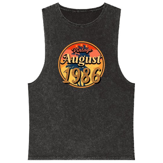 Born 1986 In August Mineral Wash Tank Tops