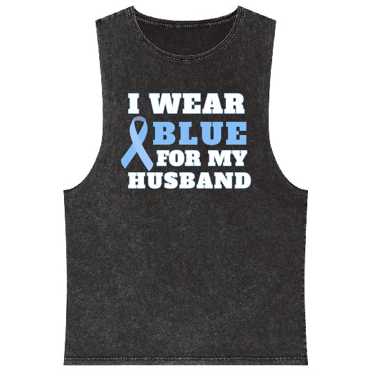 I Wear Blue For My Husband Prostate Cancer Awarene Mineral Wash Tank Tops