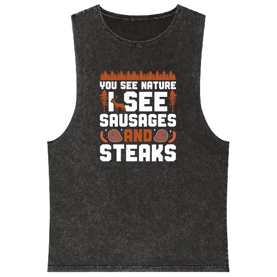 Buck Deer Hunting Hunter Bbq Mineral Wash Tank Tops