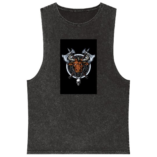 Greek Mythology Minotaur Mineral Wash Tank Tops