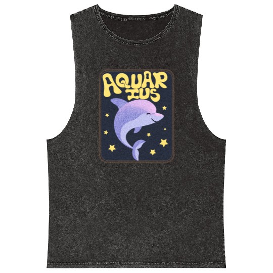 Aquarius Sign Animal Mineral Wash Tank Tops