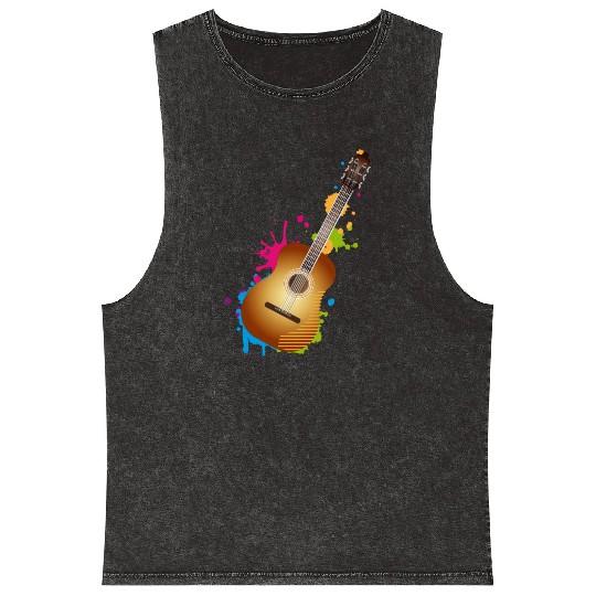 nice colorful acoustic guitar graffiti Mineral Wash Tank Tops