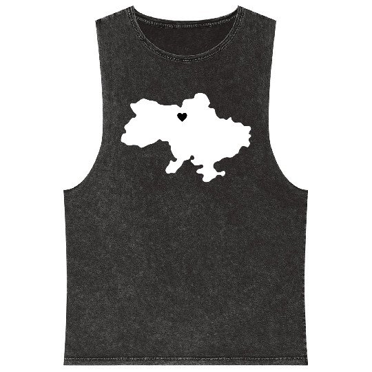 Ukraine Heart Outline Contour Mineral Wash Tank Tops