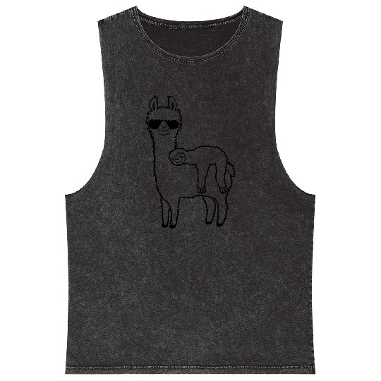 llama sloth friends sleep Mineral Wash Tank Tops