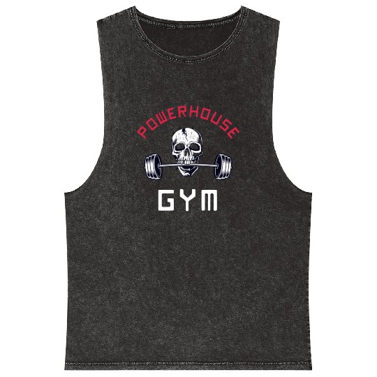 Powerhouse Gym - Bodybuilding Workout Saying Mineral Wash Tank Tops