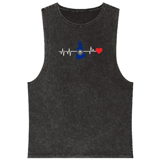 New Hampshire Heartbeat Gift Mineral Wash Tank Tops