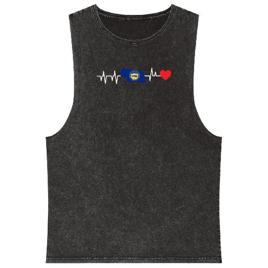 Nebraska Heartbeat Gift Mineral Wash Tank Tops