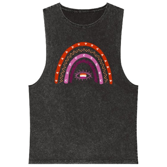Rainbow Lesbian Pride Flag Mineral Wash Tank Tops