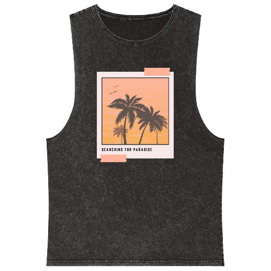 Searching for Paradise - Polaroid Picture Mineral Wash Tank Tops