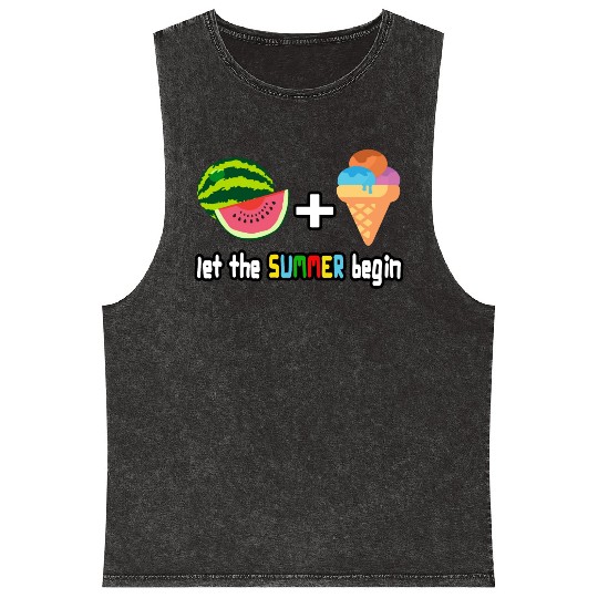 summer cool watermelon, ice cream vacation holiday Mineral Wash Tank Tops