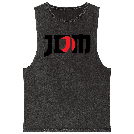 JDM Black japanese flag car lover gift racer Mineral Wash Tank Tops