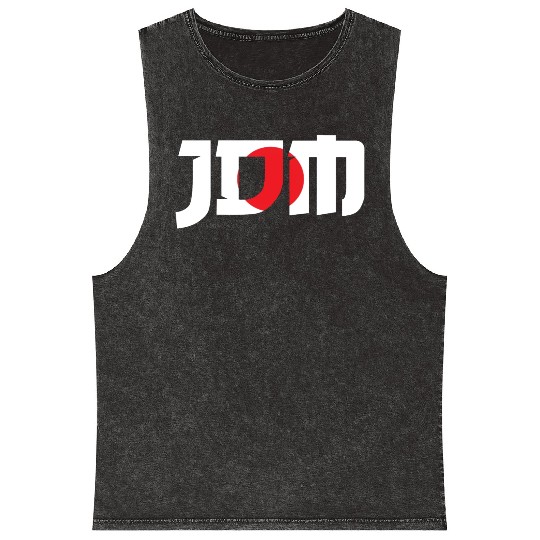 JDM white japanese flag rally racer drifter car Mineral Wash Tank Tops