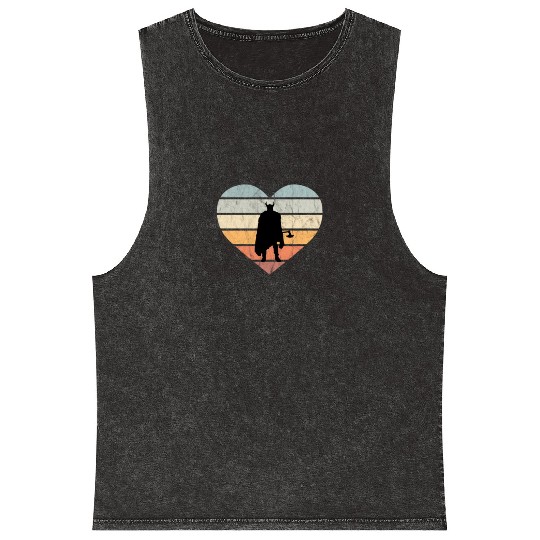 I Love Viking Warrior With Axe Mineral Wash Tank Tops