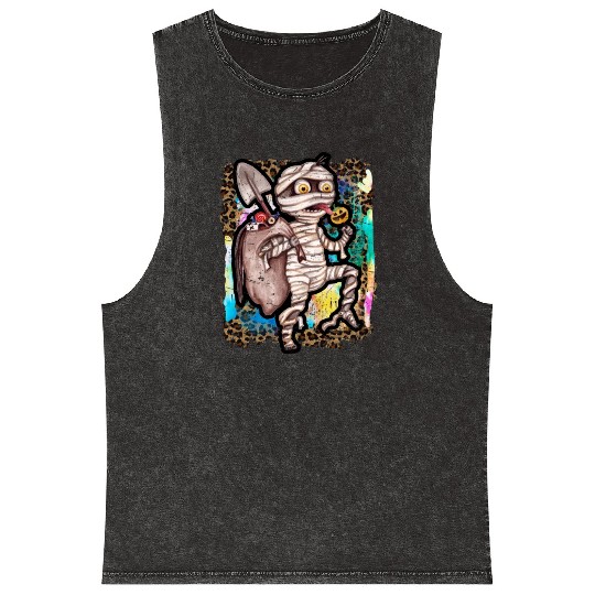 Halloween Zombie Mummy Tie Dye Mineral Wash Tank Tops