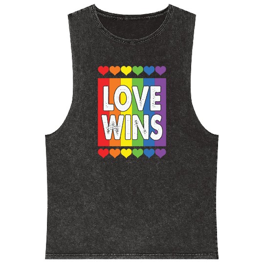 LBGT Flag Gay Pride Human Love Wins Mineral Wash Tank Tops