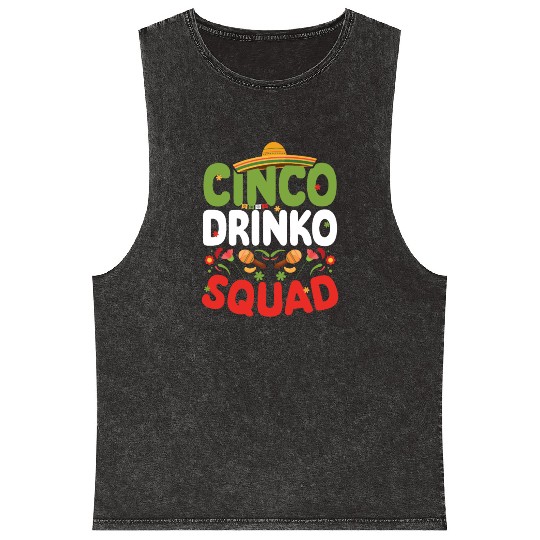 Cinco De Drinko | Bourbon Drinker Mineral Wash Tank Tops | Whisky