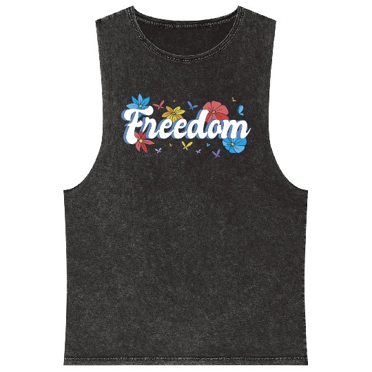Freedom flowers butterflies liberty design Mineral Wash Tank Tops