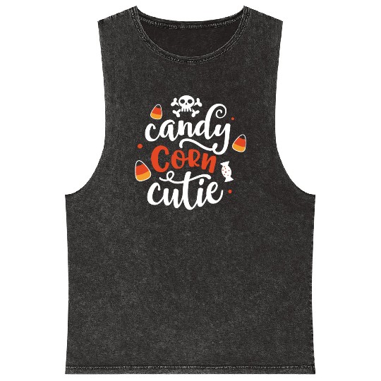 Candy Corn Cutie Halloween Holiday Scary Mineral Wash Tank Tops