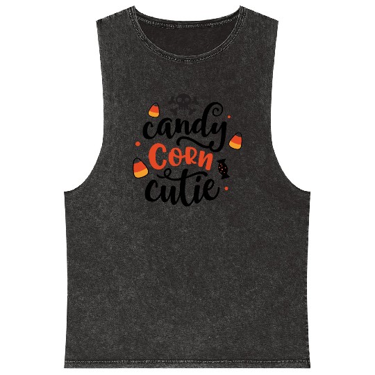 Candy Corn Cutie Halloween Holiday Mineral Wash Tank Tops