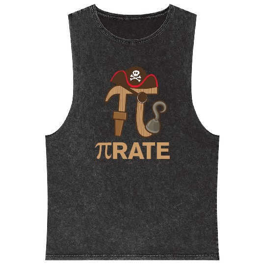 Pirate Funny Math Geek 3 14 Hat Hook Pi Day March Mineral Wash Tank Tops
