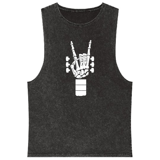 Metal Producer Skeleton Hand Guitar Mineral Wash Tank Tops