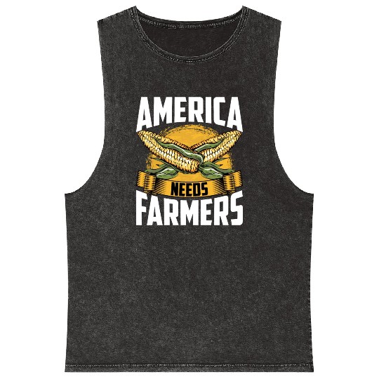 America Needs Farmers Agriculture Farmer Corn Mineral Wash Tank Tops