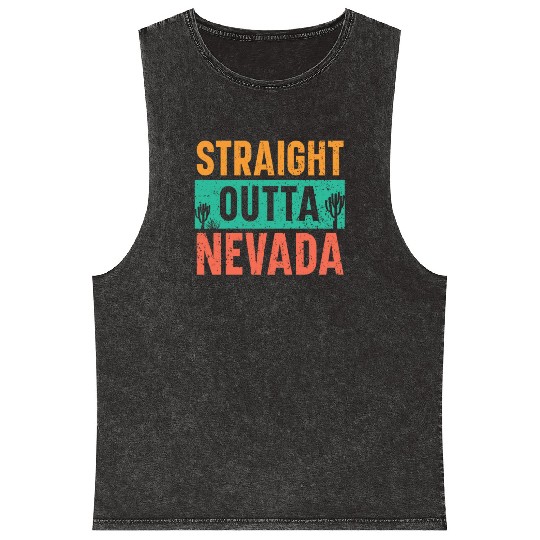 Straight Outta Nevada USA America Nevadans Mineral Wash Tank Tops