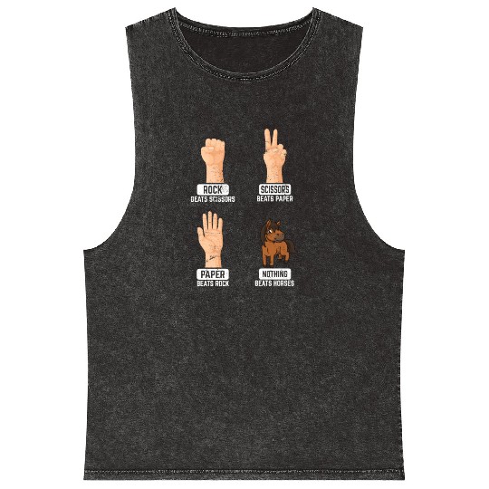 Rock Paper Scissors Nothing Beats Horses Horse Rid Mineral Wash Tank Tops