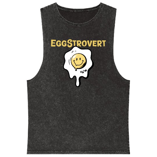 Eggstrovert Happy Extrovert Fried Egg Mineral Wash Tank Tops