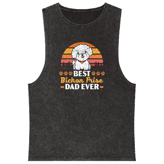 Best Bichon Frise Dad Ever Curly Hair Pup Puppy Mineral Wash Tank Tops