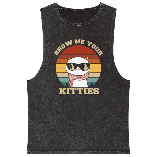 Show me your Kitties Cat Lover Mineral Wash Tank Tops