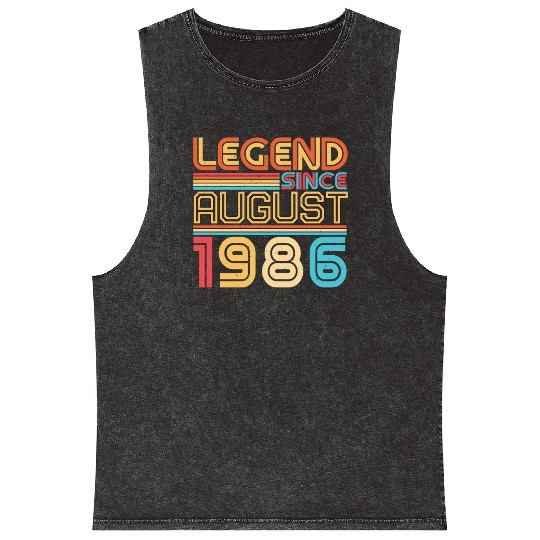 Birthday Greeting For August 1986 Mineral Wash Tank Tops