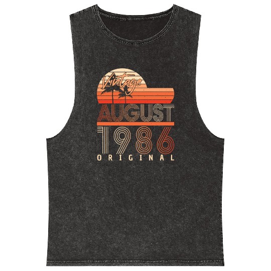 Birthday Greeting For August 1986 Mineral Wash Tank Tops