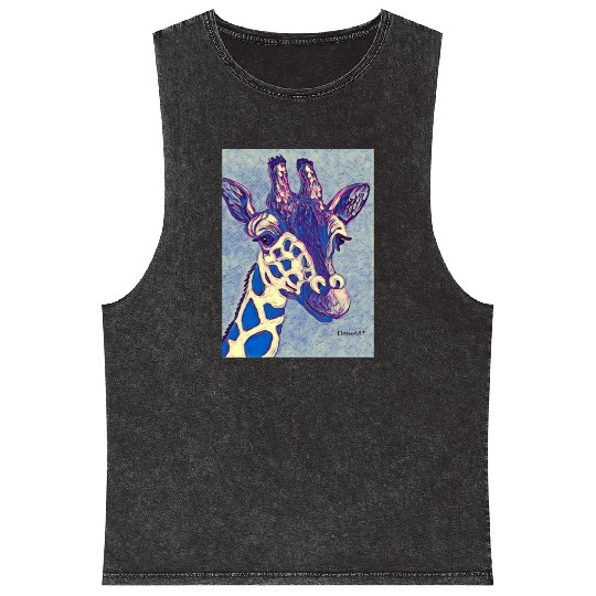 Blue Giraffe Mineral Wash Tank Tops