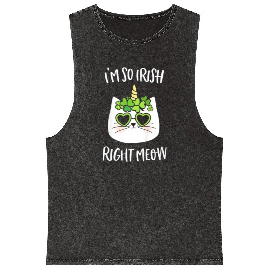So Irish Right Meow Mineral Wash Tank Tops