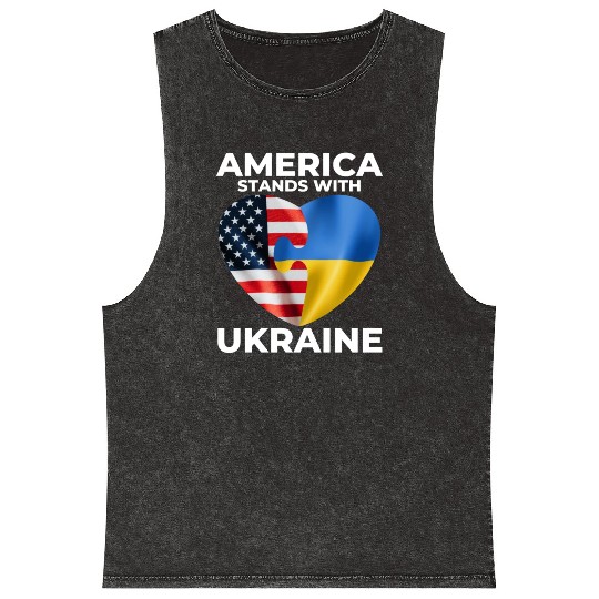 America stands with Ukraine Mineral Wash Tank Tops
